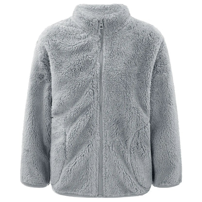 Girls Boys Warm Fleece Jacket Coat Full-Zip Turtleneck Tops with Pocket Fall Winter Outerwear for 2 Years-12 Years