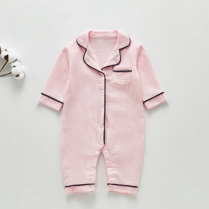 Muslin Cotton Baby Bodysuit Clothes Toddler Cartoon Pajama Rompers Newborn Jumpsuits Infant Boys Girls Long Sleeve Outfits