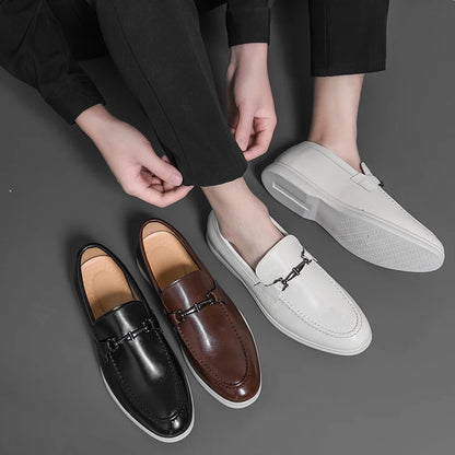 Men's Dress Shoes Slip On Leather Loafers Men Comfortable Casual Leather Shoes For Men Trend Office Social Casual Business Shoes