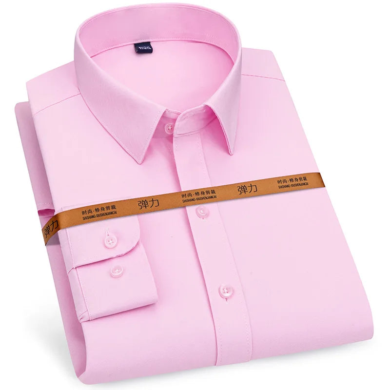 New men's dress shirt long sleeve thin free ironing business casual slim-fit fashion breathable high quality solid color