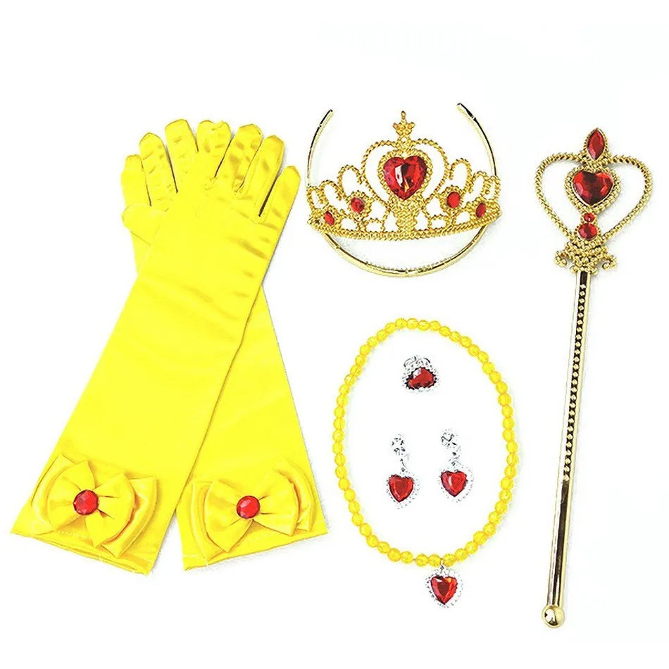 Girl Princess Accessories Kids Elsa Anna Wig Elza Gloves Necklace Earring Photography Props Children Cosplay Play Party Supplies