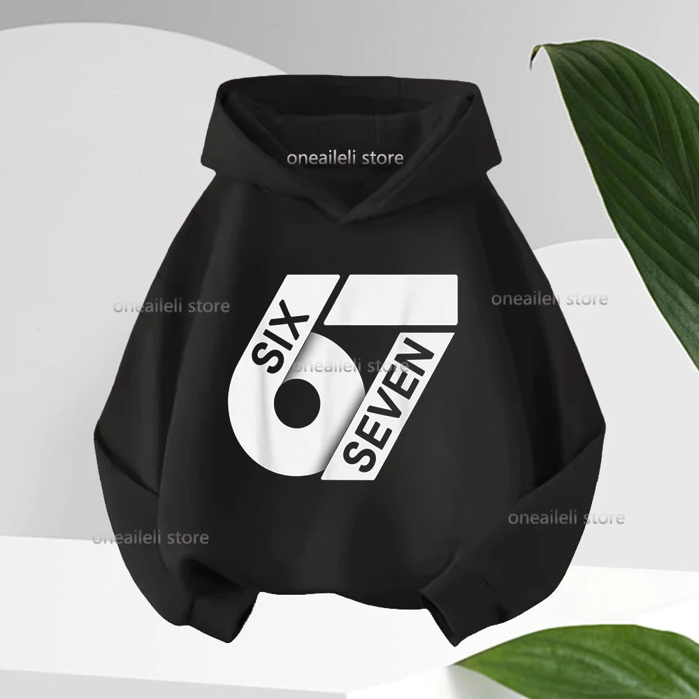 Graphic Funny 67 Kid Hooded Pullover Sweater Comfortable Stylish Street Style Long-sleeved Children's Wear Boy Girl Hoodies