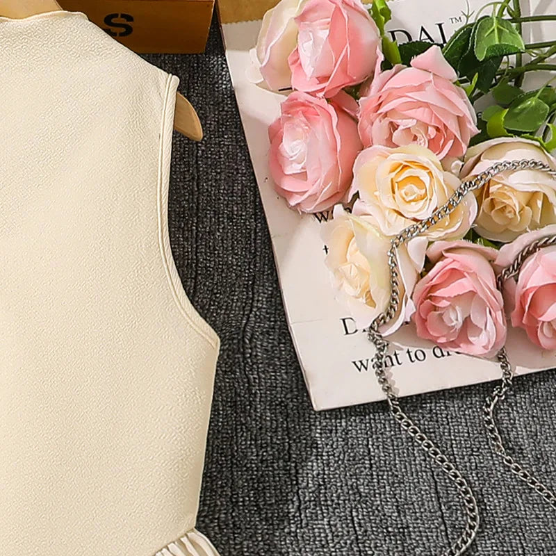 Summer New Teen Girls Dress Solid Color Patchwork Sleeveless A-Line Dress For 8-12 Years Girls Daily Casual Elegant Dance Dress