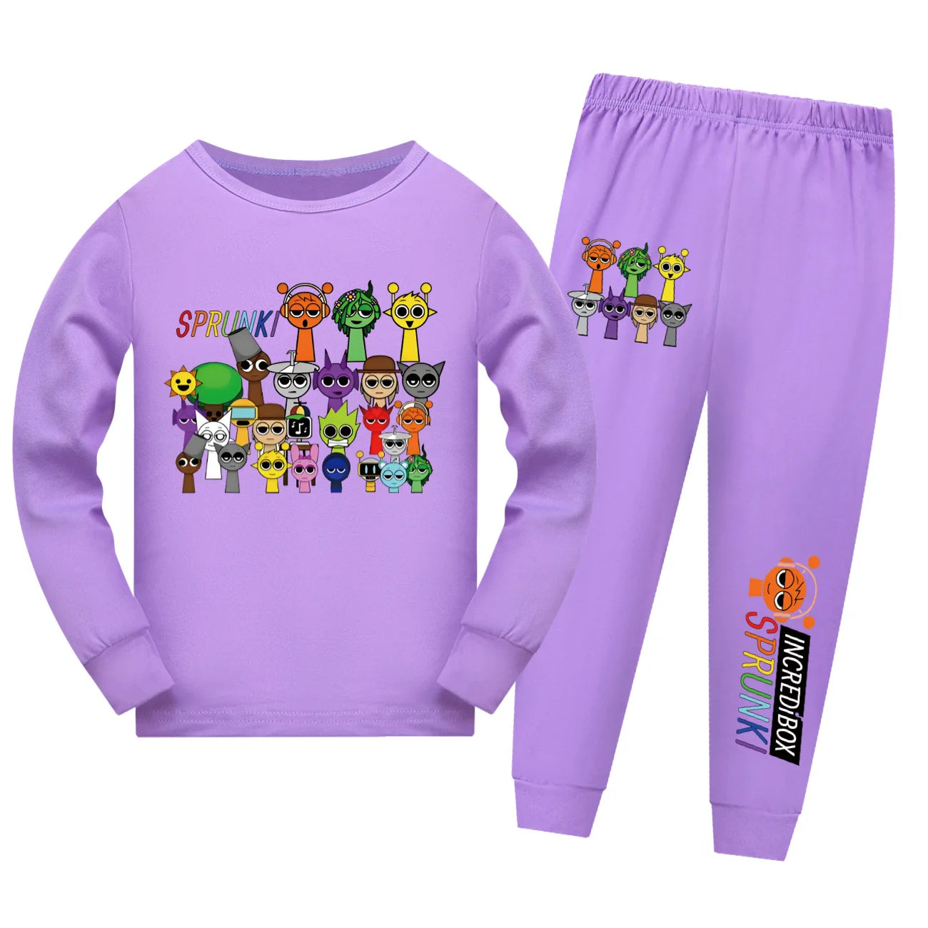 Sprunki Cartoon Pajama Sets Autumn Children Game Incredibox Pyjamas Girls Boy Cotton Sleepwear Baby Underwear Set Kids Clothes