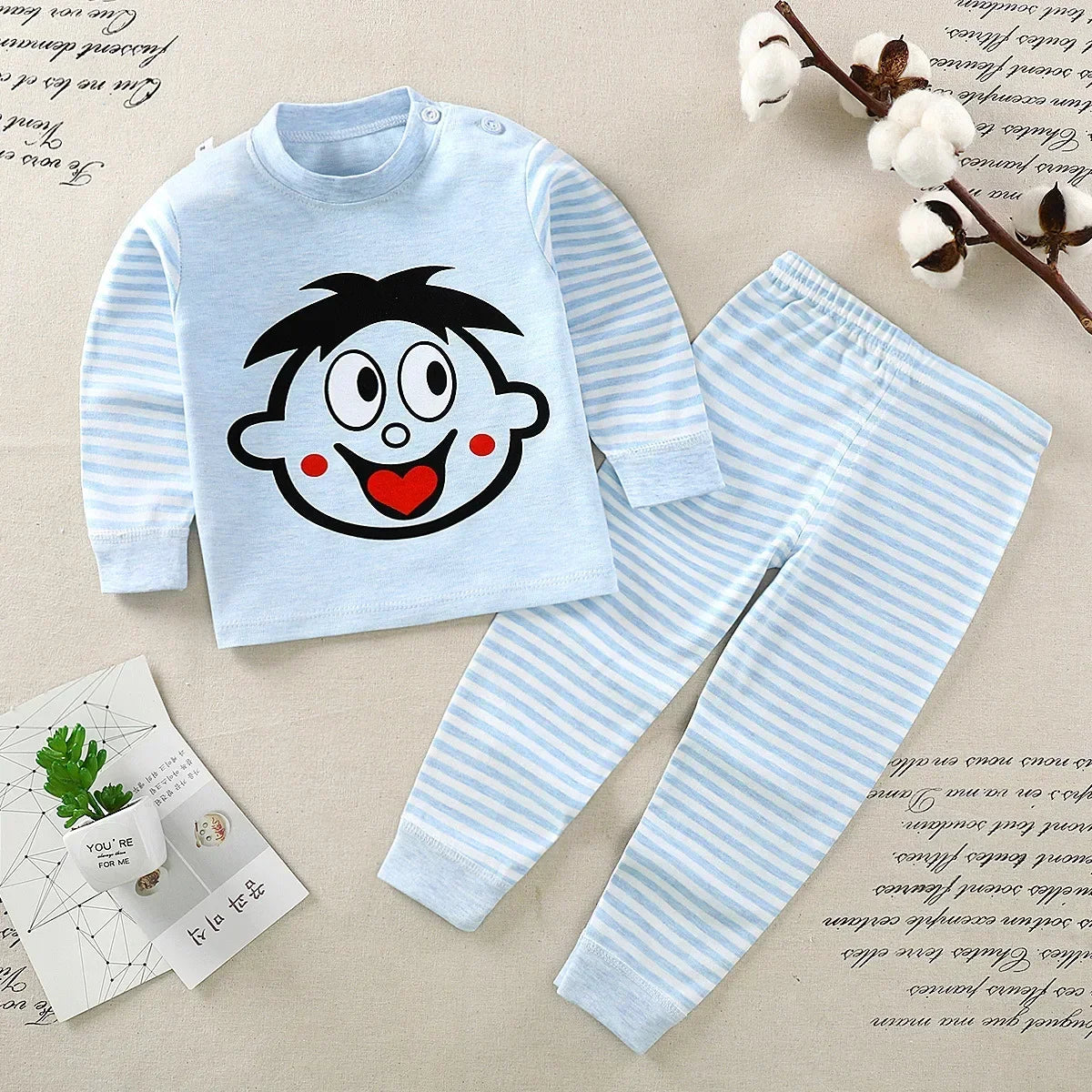 Baby Pajamas Children's Underwear Suit Boys and Girls' Pure Cotton High-waisted Autumn Clothes Autumn Pants Home Clothes