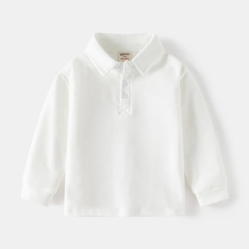 Long Sleeve Polo Shirts for Boys Spring Autumn Children Cotton Full Sleeve Shirt Black White Striped Classic Tops Baby Clothes
