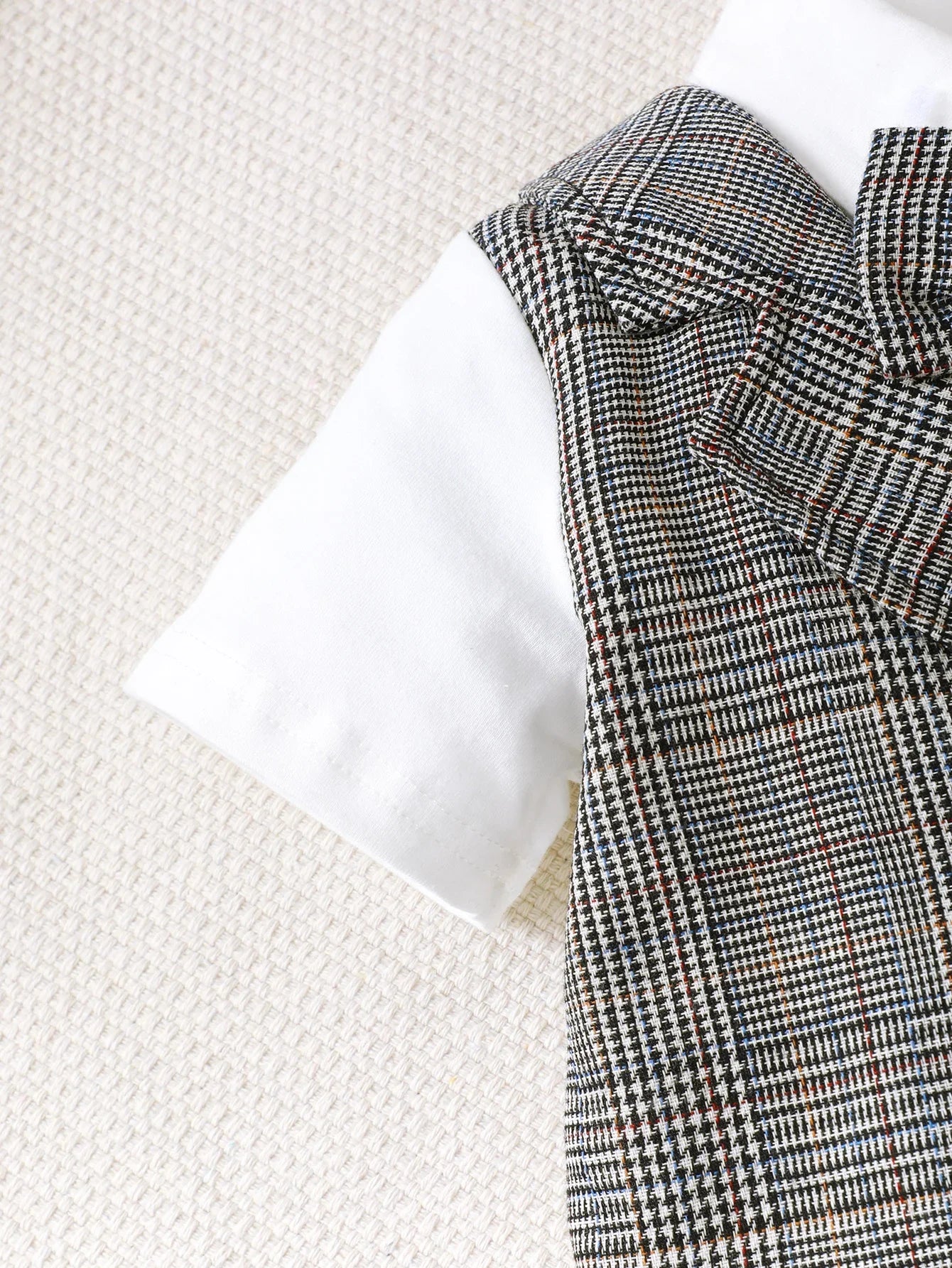 2025 Baby Boys' Gentleman Clothes Set Bow Tie Plaid Romper+Plaid Shorts 2PCS Summer Outfits Infant Birthday Party for 0-3Years
