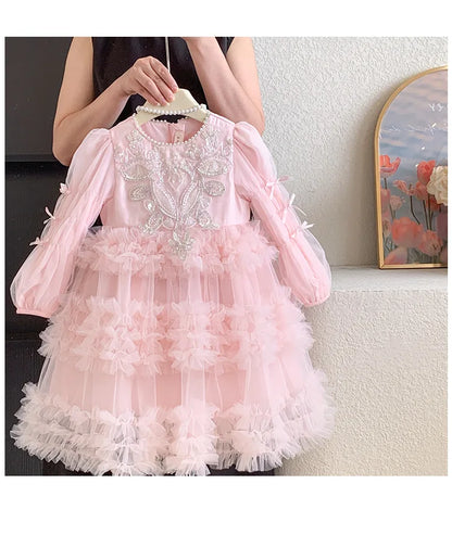 Baby Girls Clothing 2025 Autumn and Winter New Item Beautiful Dress Solid Color Pretty for Little Girls