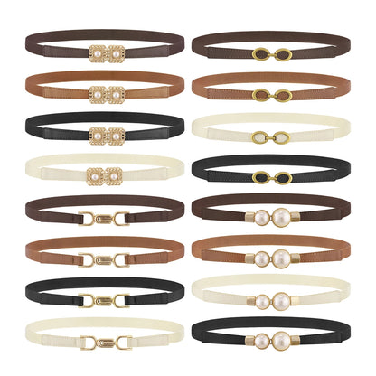 SISHION Summer Fashion Women Belts SH024 PU Leather Thin Elastic Waist Belt Slim Waistband Black Camel Coffee Plus Size