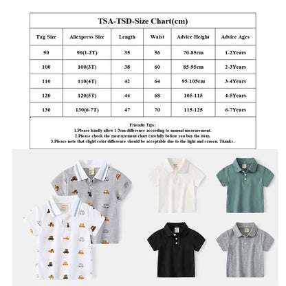 Baby Boy Clothes Summer Short Sleeve Children's Polo Shirts Toddler Kids Cotton T-shirts Boys Lapel Cartoon Tees Kids Sport Tops