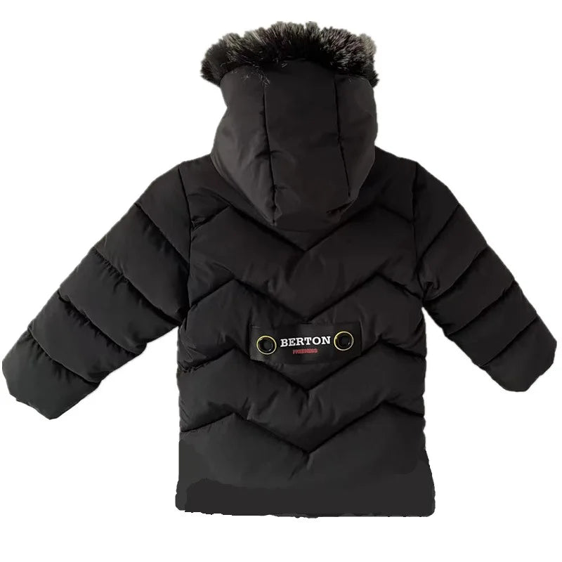 2025 Casual Hoodies Kids Coats Children's Down Jacket Kids Fur Collar Thickened Boys Girls Warm Fashion Jacket Long Sleeve Coat