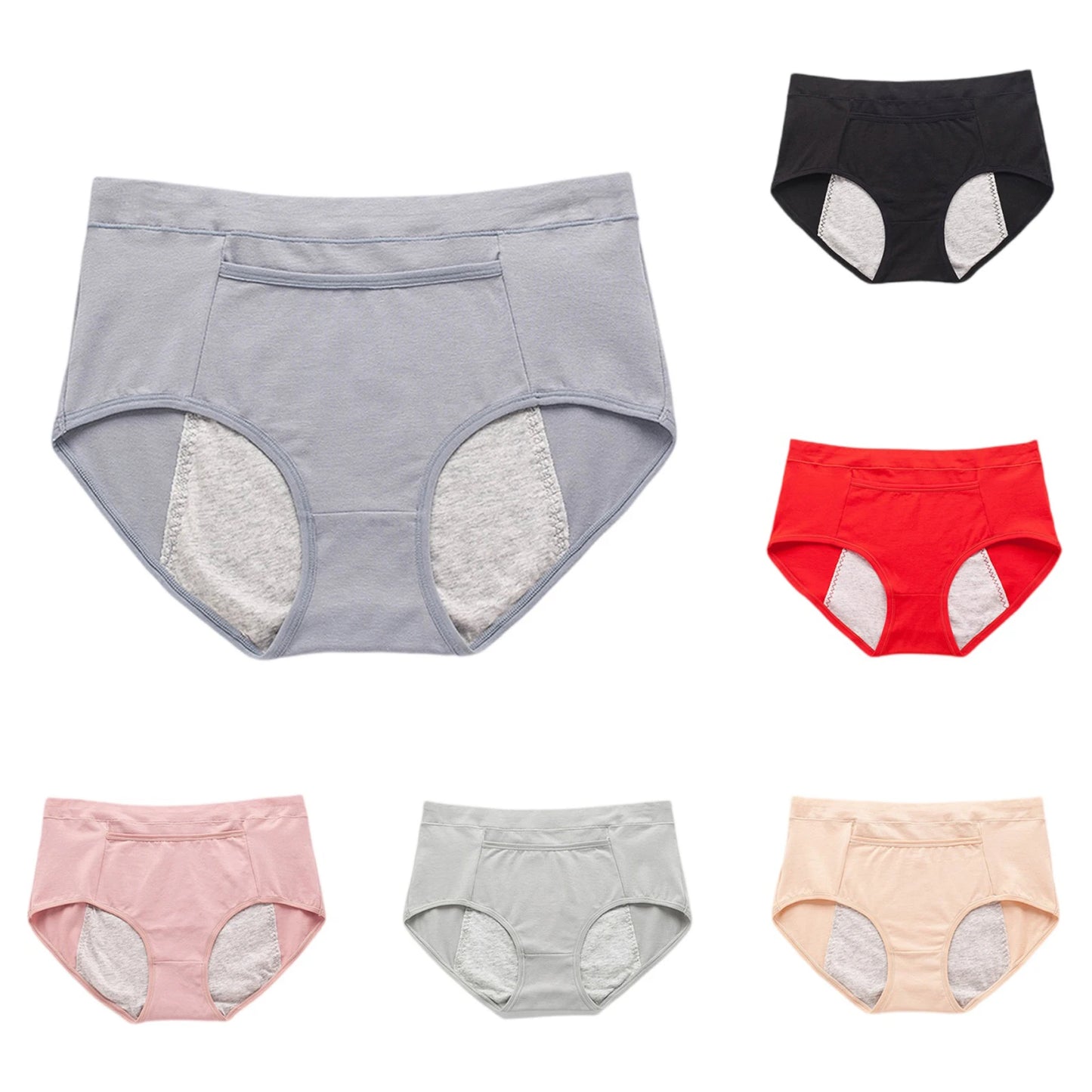 High Waisted Elasticity Underwear Breathable Period Underwear Solid Color Sanitary High Waisted Underwear For Women