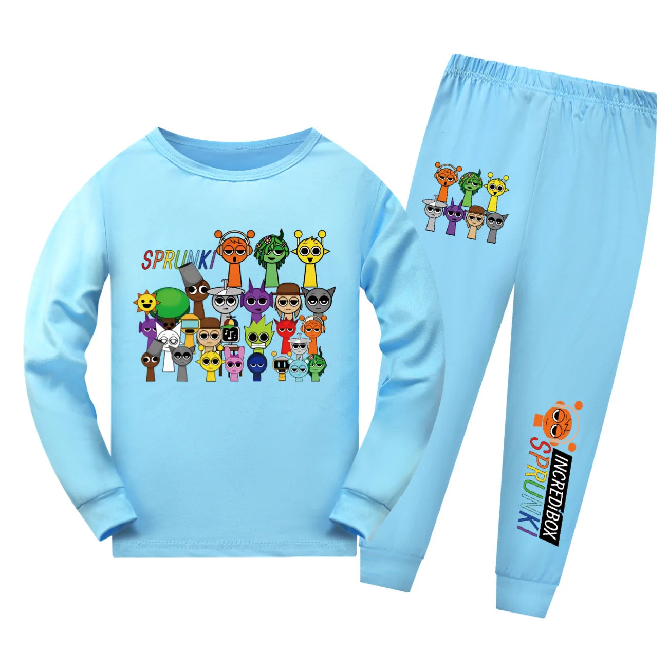 Sprunki Cartoon Pajama Sets Autumn Children Game Incredibox Pyjamas Girls Boy Cotton Sleepwear Baby Underwear Set Kids Clothes