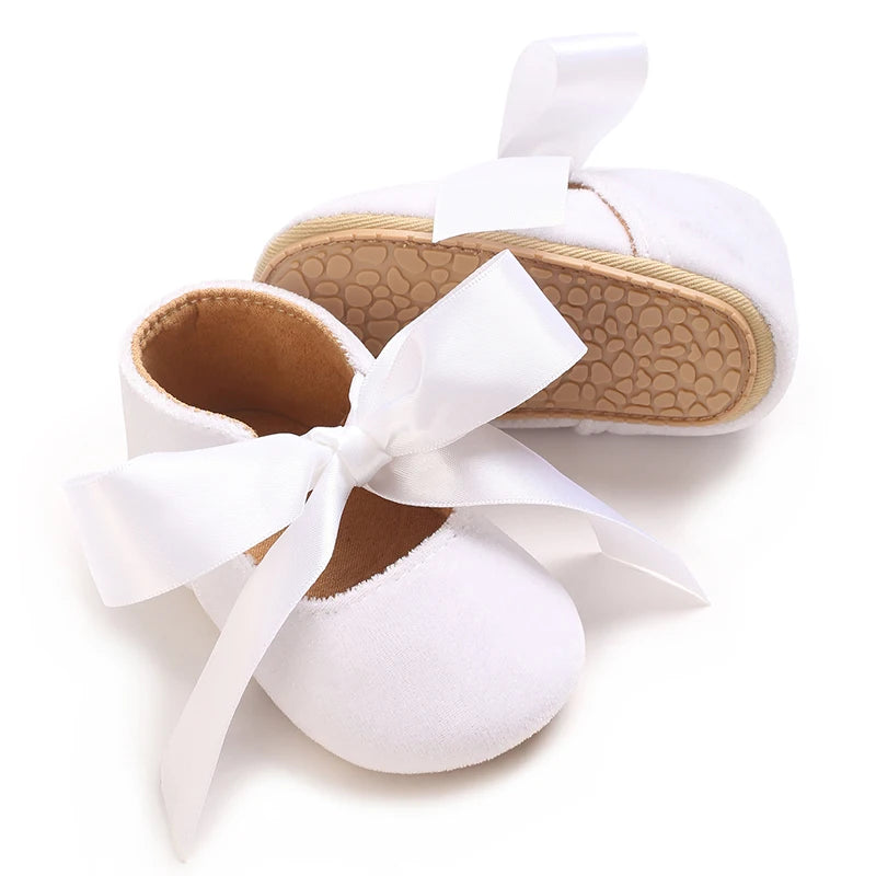 Girls' Princess Baby Shoes Cute Bow Flat Bottom Walking Children's Shoes First Step Newborn Baby Comfortable Soft Sole Footwear