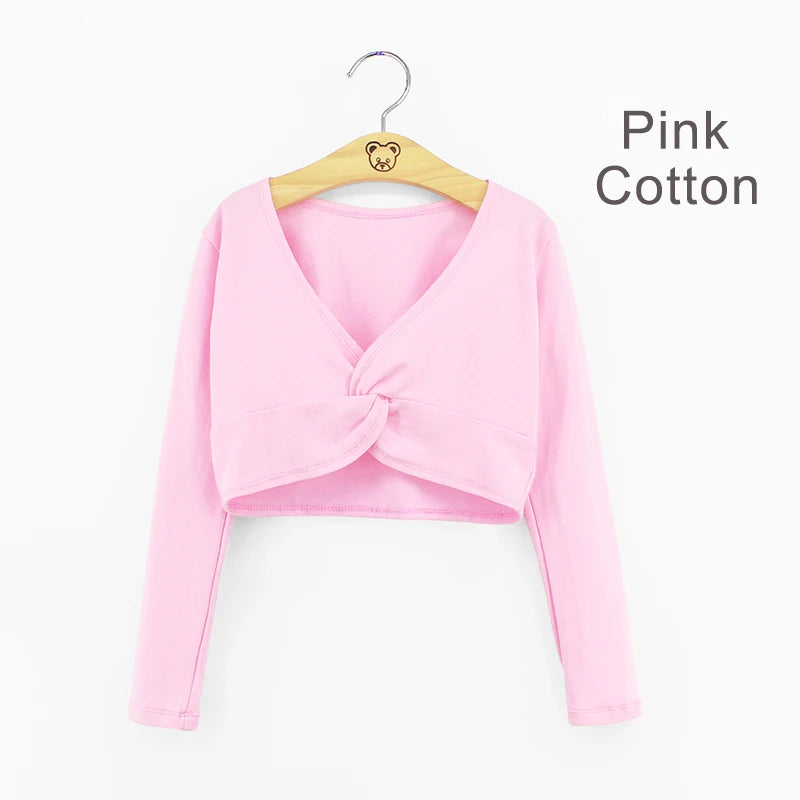 Girls Dance Wear Kids Dance Leotard Cover Long Sleeve Winter Practice Training Pullover Top for Ballet Class Clothing