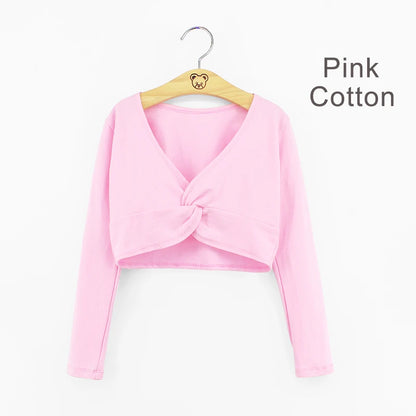 Girls Dance Wear Kids Dance Leotard Cover Long Sleeve Winter Practice Training Pullover Top for Ballet Class Clothing