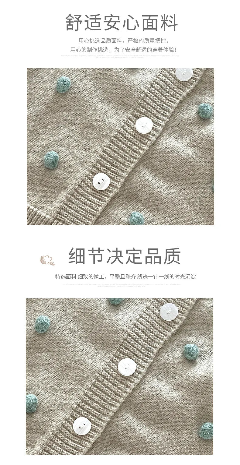 Newborn Baby Girl Clothing Set Spring Autumn Yarn Ball Cardigan Tops+romper Toddler Baby Girl Knitting Clothes Bebe Outfit Set