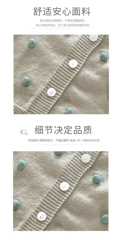 Newborn Baby Girl Clothing Set Spring Autumn Yarn Ball Cardigan Tops+romper Toddler Baby Girl Knitting Clothes Bebe Outfit Set
