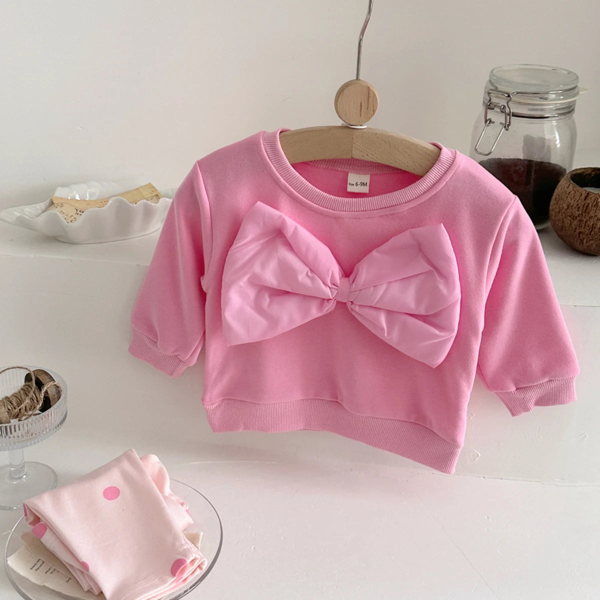 Baby Clothing Sets Autumn Cotton Casual 2 PCS Baby Girl Clothes Three Dimensional Large Bow Top+Pants 1-3 Y