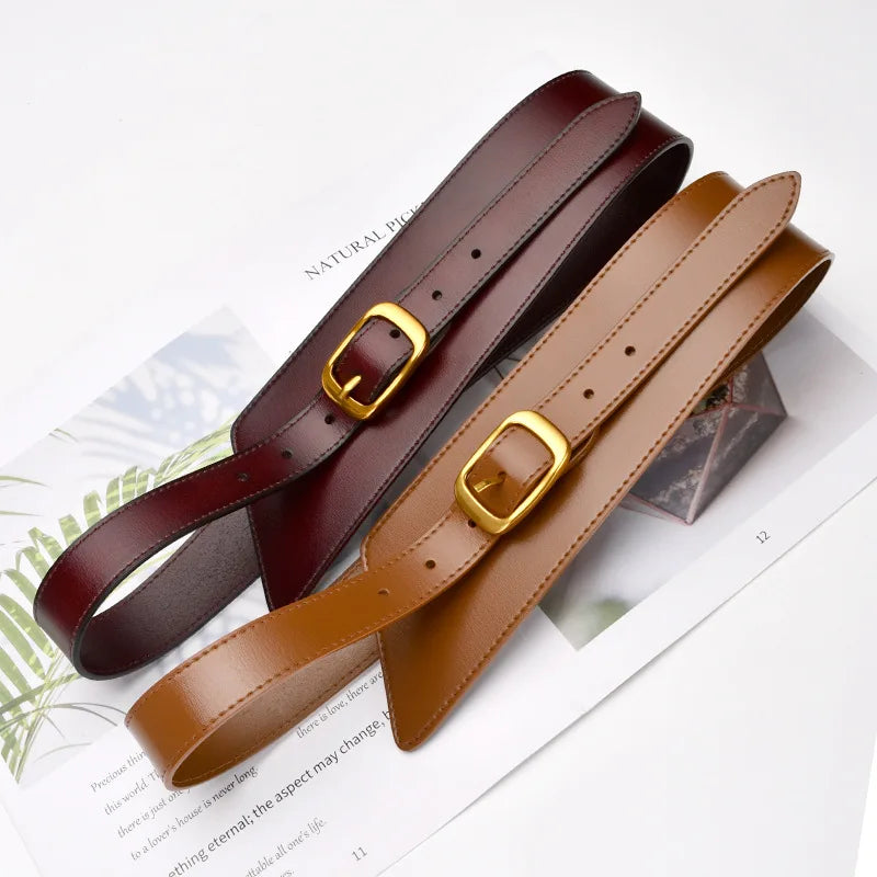 Fashion Belts for Women Leather Waistbands Gold Square Pin Buckle Cummerbunds HOT Body Corset Cummerbund Female Wide Soft Belt