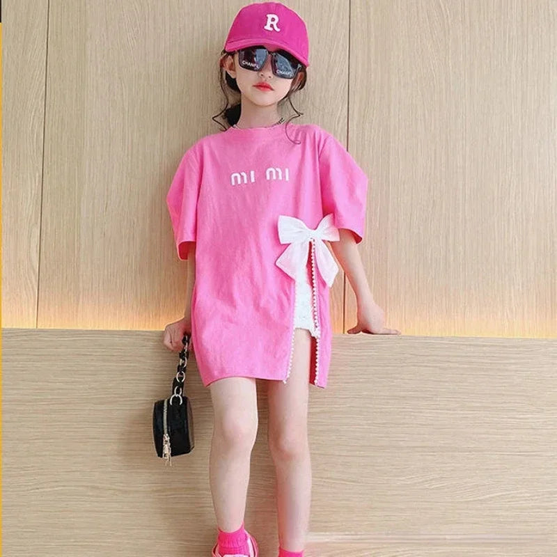 Summer Girls T-shirt Fashion Short Sleeve Girl Clothes Teenage Kids Tops Children Clothing Toddler Girl Clothes 2 3 4 5 6 7 8 9Y