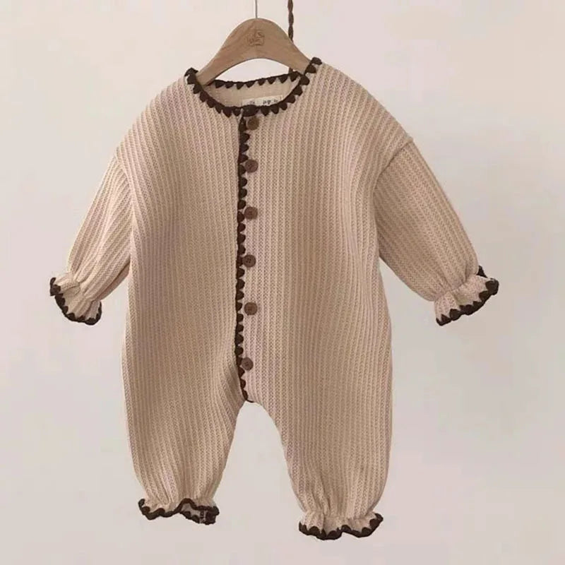 New Baby Girl Vintage Romper Japan Style Infant Soft Cotton Long Sleeve Jumpsuit Newborn Pajamas Baby Casual Home Clothes 0-24M