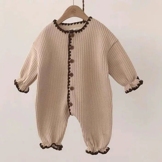 New Baby Girl Vintage Romper Japan Style Infant Soft Cotton Long Sleeve Jumpsuit Newborn Pajamas Baby Casual Home Clothes 0-24M
