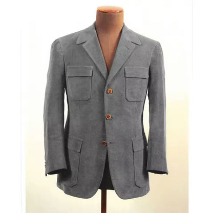 Men Suit Jacket Faux Suede Blazer Single Breasted Elegant Casual Suit 4 Pockets Comfortable Work Business Outfit Slim Fit Stylis