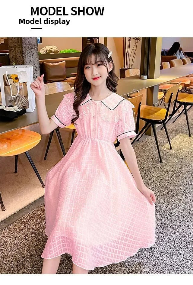 Girls' Dress 2025 Summer New Style Little Girl Princess Dress Stylish Children's Summer Dress