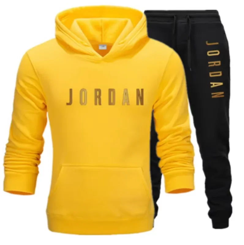 Men's printed sports suit hoodie and sweatpants two-piece set suitable for casual sports street wear