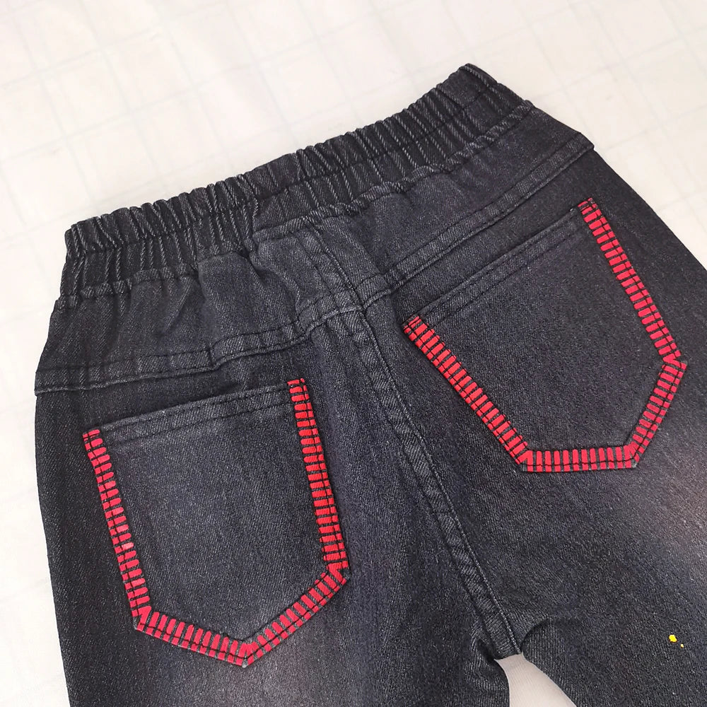 DIIMUU Kids Boys Jeans Spring Baby Boys Denim Long Pants Children Boy Casual Bowboy Trousers 5-11 Years