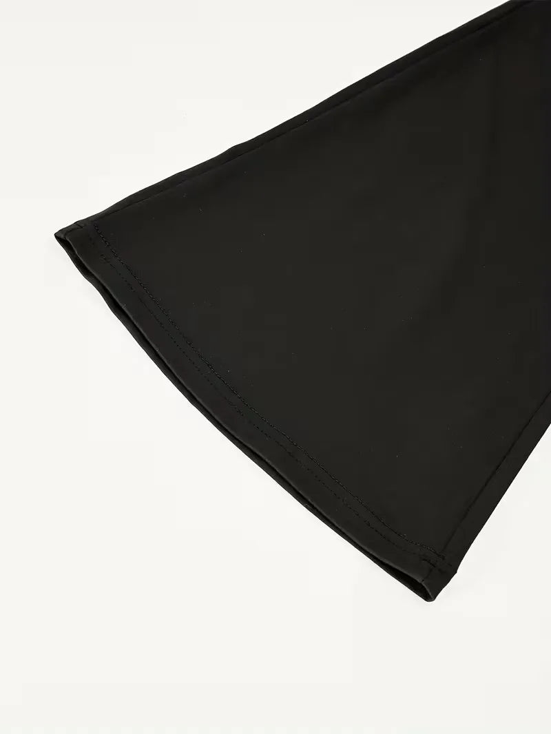 Girls 3-Pack Solid Flared Pants – Black High Waist Elastic Flare Trousers for Kids