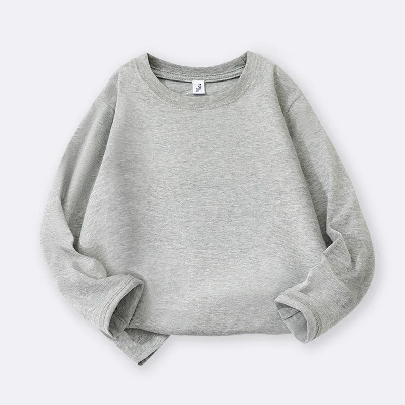 Girls Boys Long Sleeve T-Shirts Casual Kids Pure Cotton O-neck Solid Tee Tops Spring Blouse T Shirt for Teens Girl Clothes 3-14Y