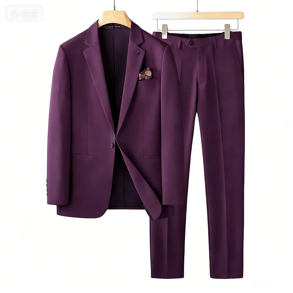 Men's  Two-Piece Suit plus Size Professional Business Wedding Formal High Quality Terno Solto Grande Peso Negócios Casamento