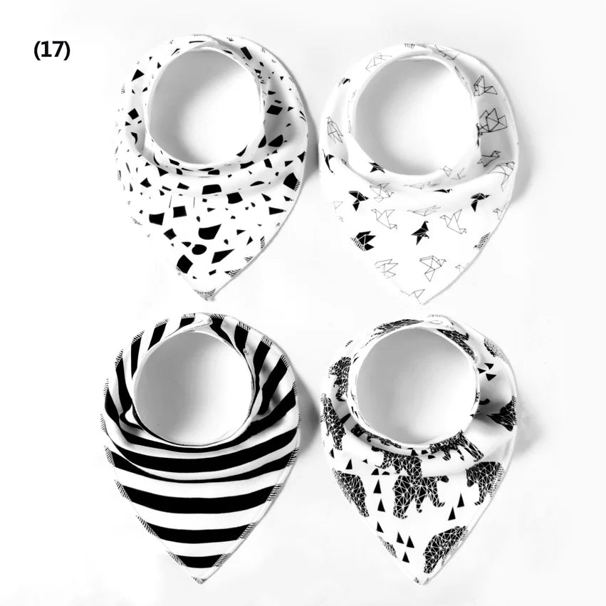 4 Pieces New Baby Bibs For Boy&Girl Burp Cloths Bandana Bibs Baby Bandana Infant Waterproof Dribble Bib Towels