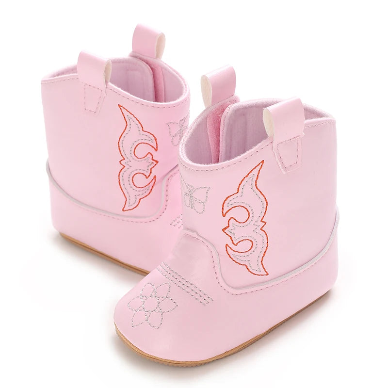 Boys and Girls Baby Boots Soft Bottom Non-slip Baby Foreign-style Western Cowboy Leather Boots Baby Shoes