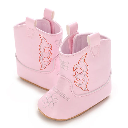 Boys and Girls Baby Boots Soft Bottom Non-slip Baby Foreign-style Western Cowboy Leather Boots Baby Shoes