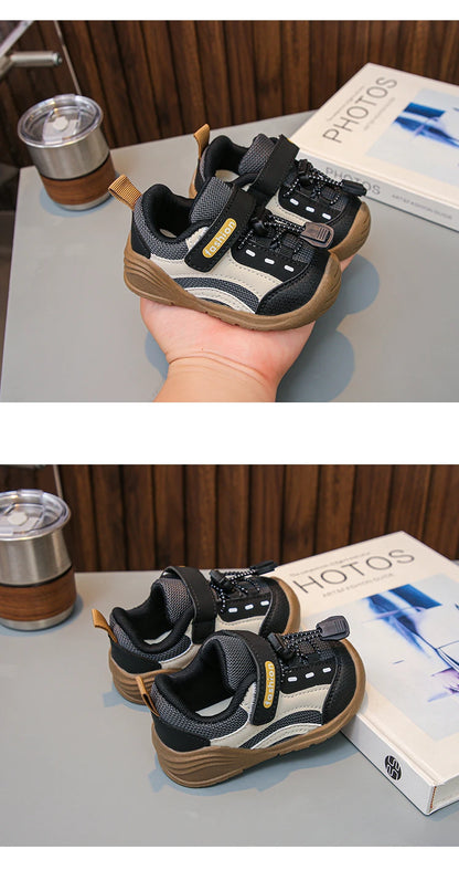 Baby Walking Shoes Handsome for Boys Sports Shoes Toes Capped Soft Bottom 2025 Autumn New Children Running Shoes Hook&loop