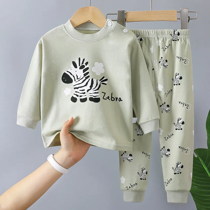 New Kids Boys Girls Pure Cotton Pajamas Cute Cartoon Long Sleeve Pyjamas Toddler Baby Autumn Sleepwear Children's Clothing Sets
