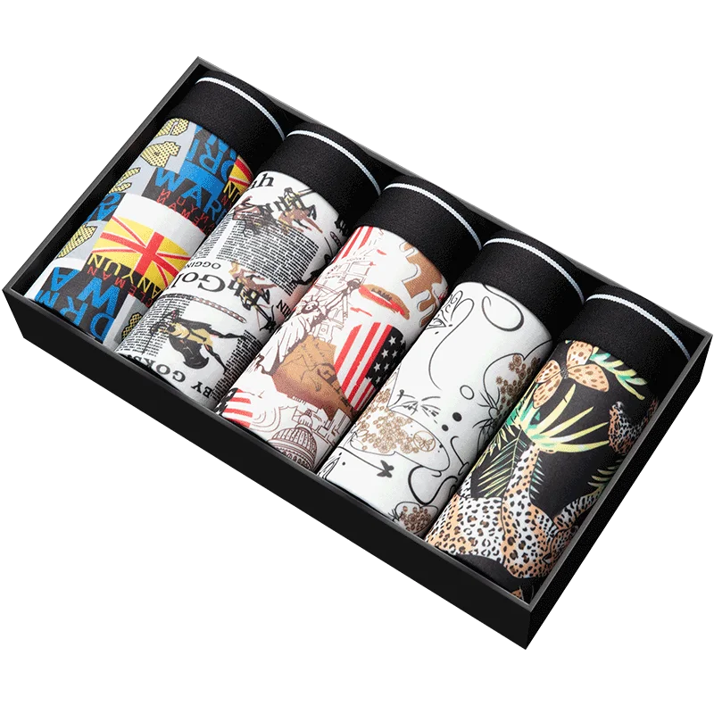 5-pack men's underwear is breathable, soft, highly elastic, skin friendly, and does not get stuck in the crotch