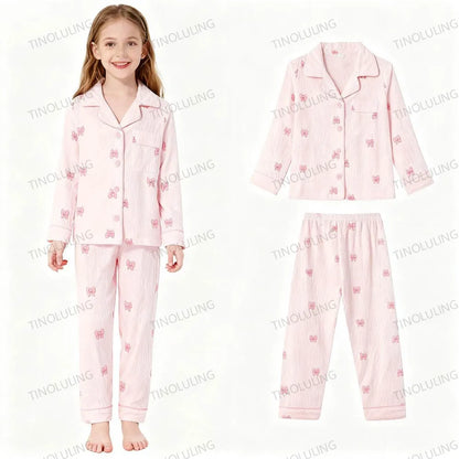 Soft Cotton Pajamas for Girls Cartoon Animal Print Pyjama Sets Children's Pijamas Sleepwear Suit Kid Long Sleeve Loungewear