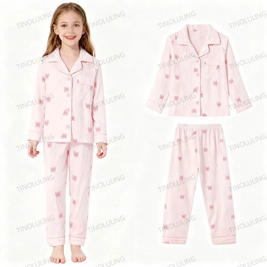 Soft Cotton Pajamas for Girls Cartoon Animal Print Pyjama Sets Children's Pijamas Sleepwear Suit Kid Long Sleeve Loungewear