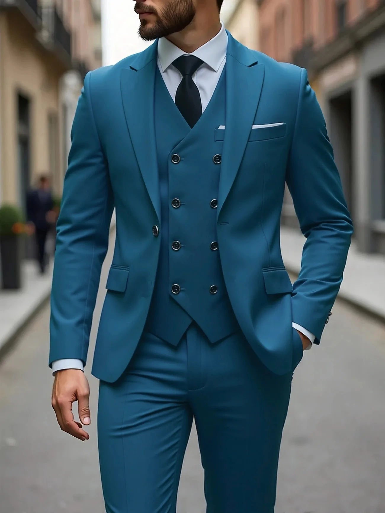 Men's Three-Piece White Suit, Anti-Wrinkle, No-Iron, Anti-Stick Fur Business Formal Suit, Four-Season Workplace Work Clothing Dr