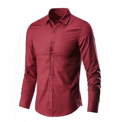 Men's Luxury Casual Social Formal Shirt Lapel Long Sleeve Slim Solid Color Male Business Dress Shirts Blouse Shirt Tops
