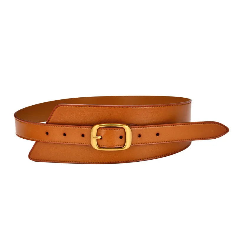 Fashion Belts for Women Leather Waistbands Gold Square Pin Buckle Cummerbunds HOT Body Corset Cummerbund Female Wide Soft Belt