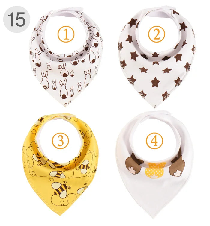 4 Pieces New Baby Bibs For Boy&Girl Burp Cloths Bandana Bibs Baby Bandana Infant Waterproof Dribble Bib Towels