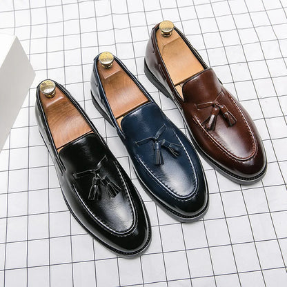 High Quality Men's Dress Shoes Slip On Leather Shoes Male Casual Business Shoes For Men 2026 Flat Party Leather Loafers Man