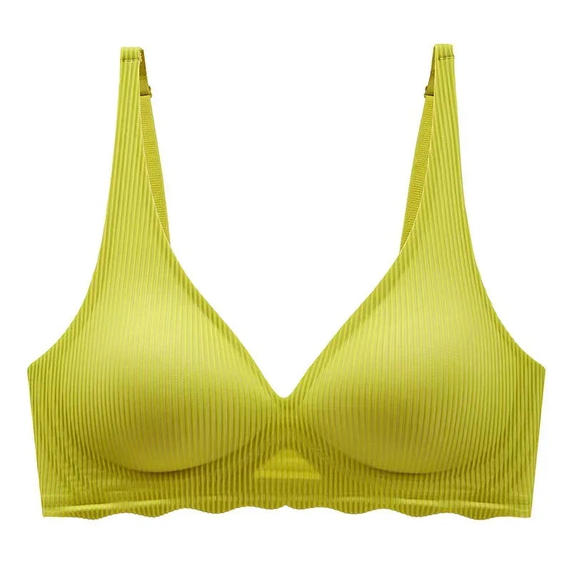 Cool Underwear for Women with Thin Cup Without Marks and Breathable Beauty Back Gathering One-piece Deep V Soft Support Bra