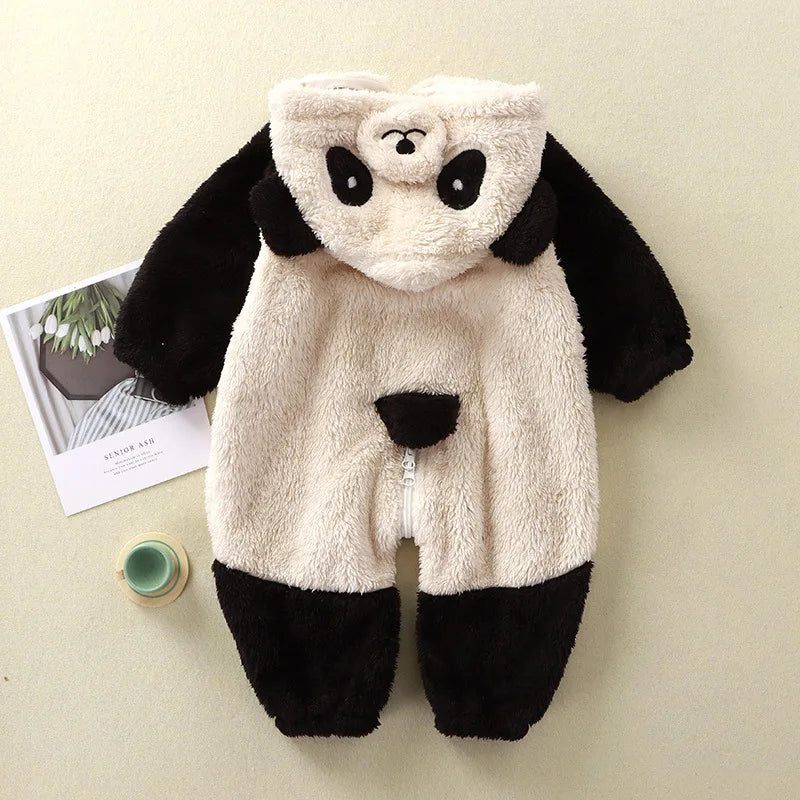 Winter Baby Clothes Cute Cartoon Bear Baby Rompers Pajamas Infant Boy Girls Animal Costume Zipper Jumpsuit 0-24 Months