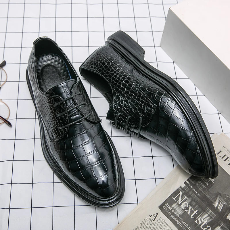Men's Dress Shoes Formal Designer Comfortable Embossed Leather Luxury Wedding Italian Male Casual Business Shoes for Men Loafers